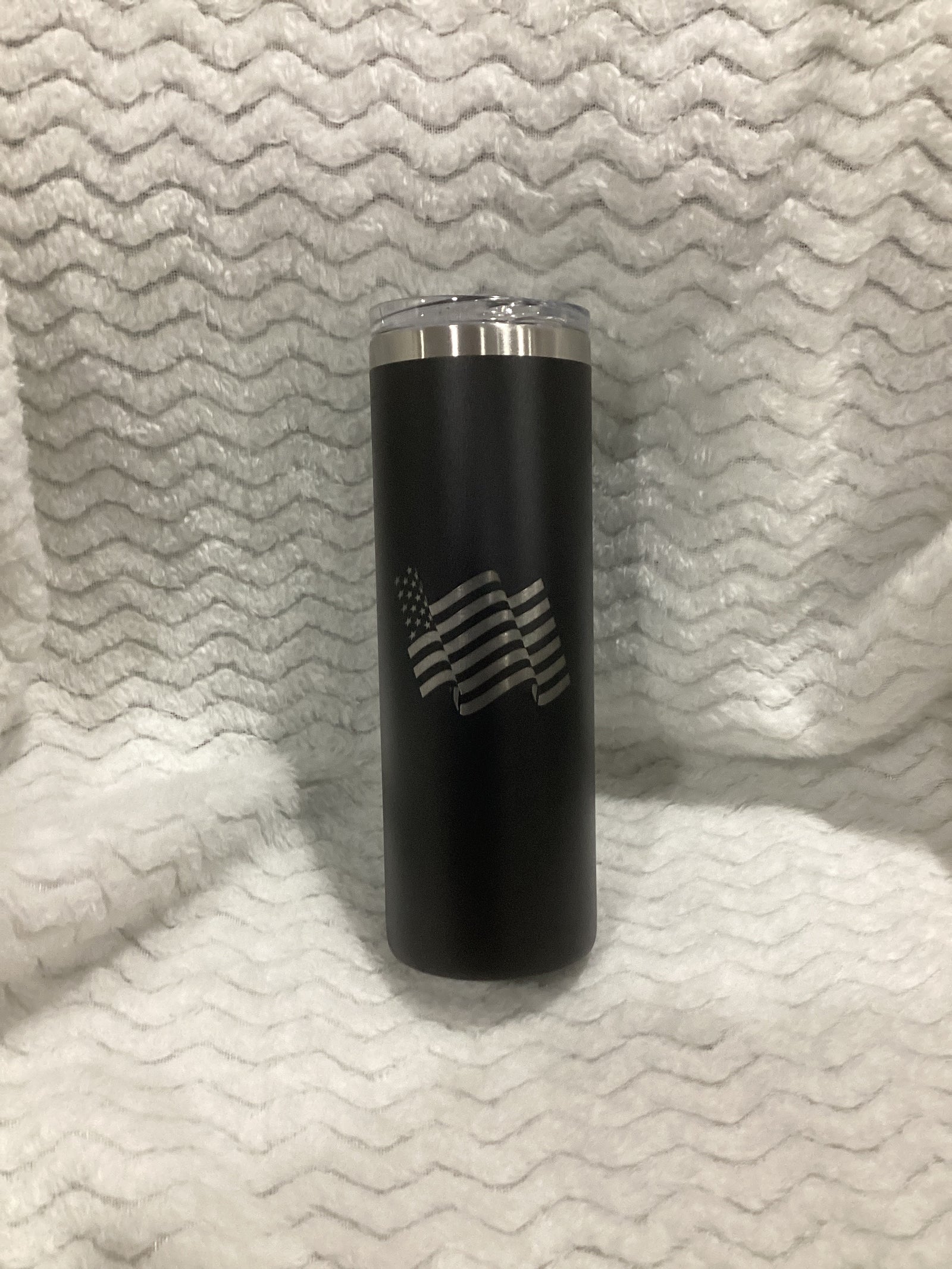 20 oz skinny laser engraved American Flag