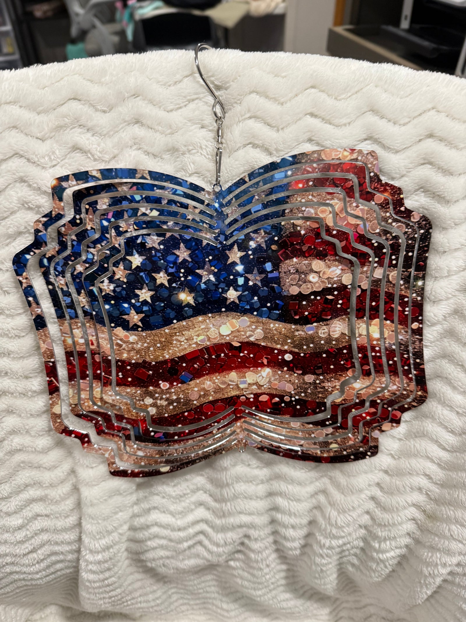 American Flag wind spinner
