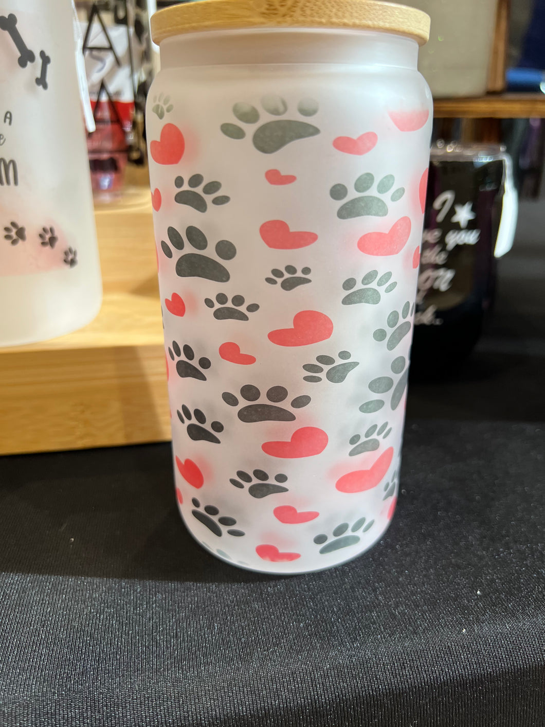 Dog Prints glass tumbler