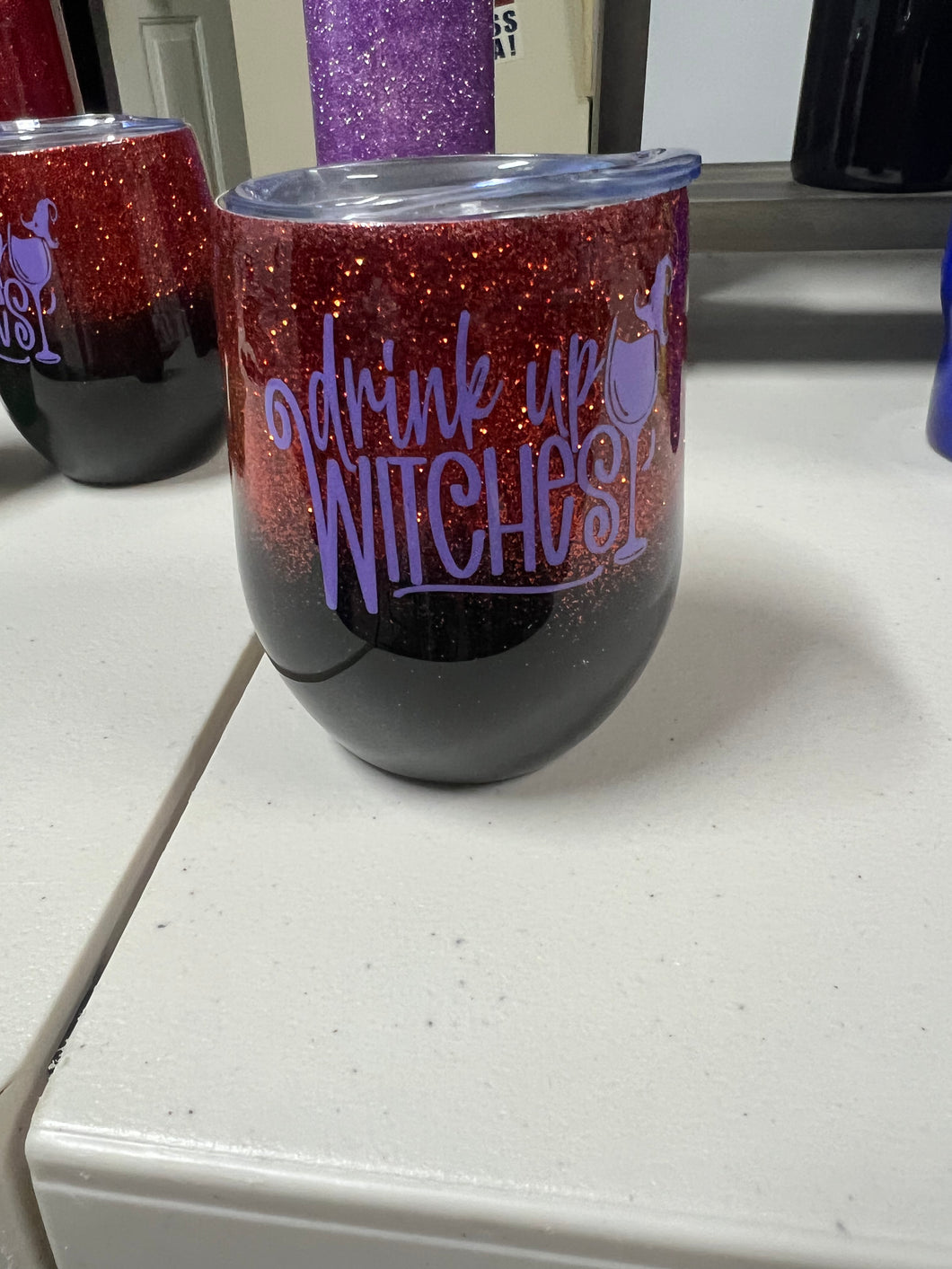 (Drink up witches) 12oz wine tumbler