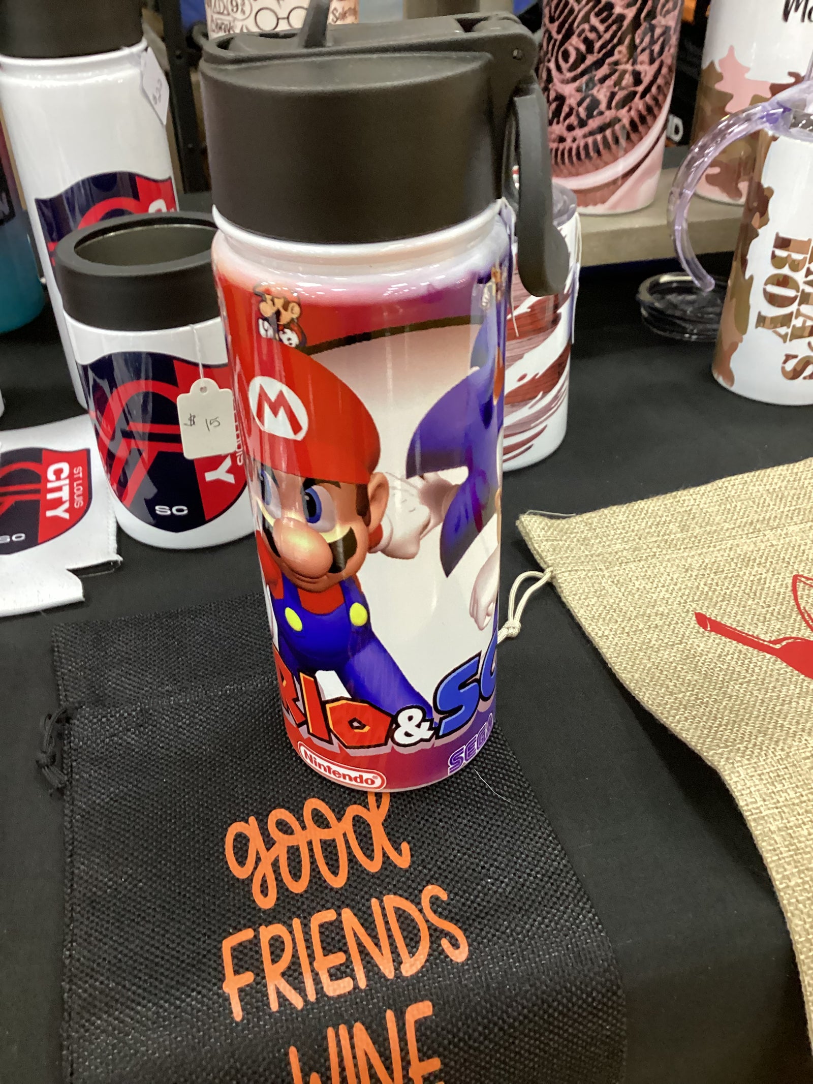 Mario sonic 18 oz water bottle