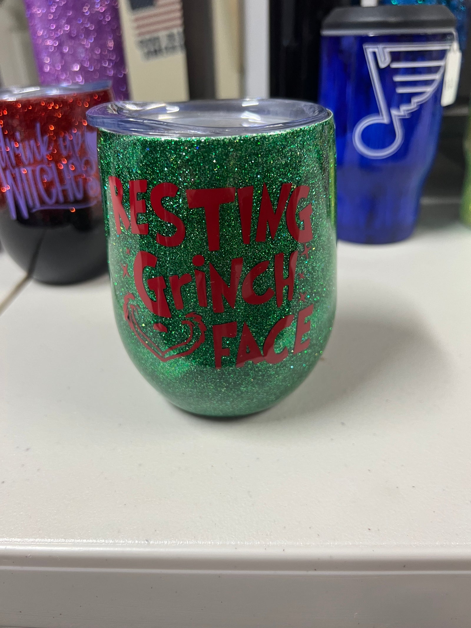 Resting grinch face 12 oz tumbler