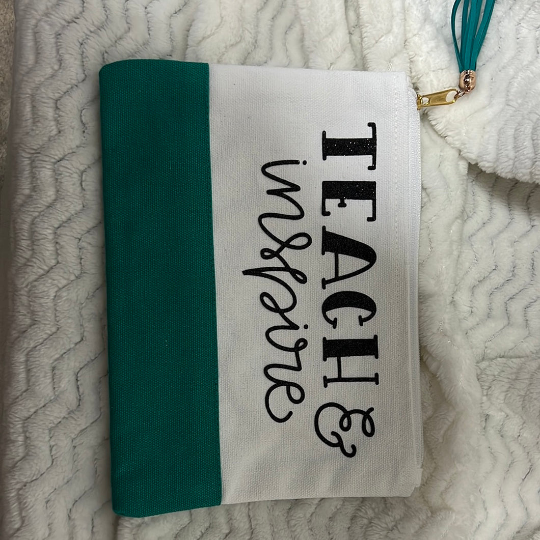 Large 'Teach & Inspire' Zipper Pouch