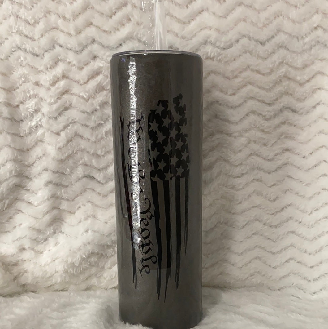 30 oz. Skinny American Flag Painted Tumbler